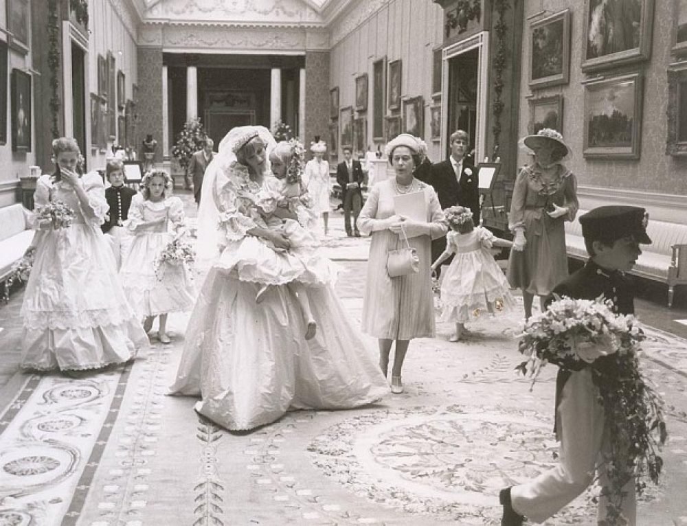 Diana holds five-year-old bridesmaid Clementine Hambro