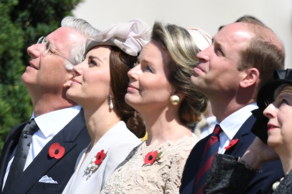The Prince of Wales and The Duke and Duchess of Cambridge, accompanied by King Philippe and Queen Mathilde of Belgium, visit the Commonwealth War Graves Commissions's Tyne Cot Cemetery to mark the centenary of Passchendaele in Zonnebeke, Belgium, on the 31st July 2017. Picture by James Whatling
