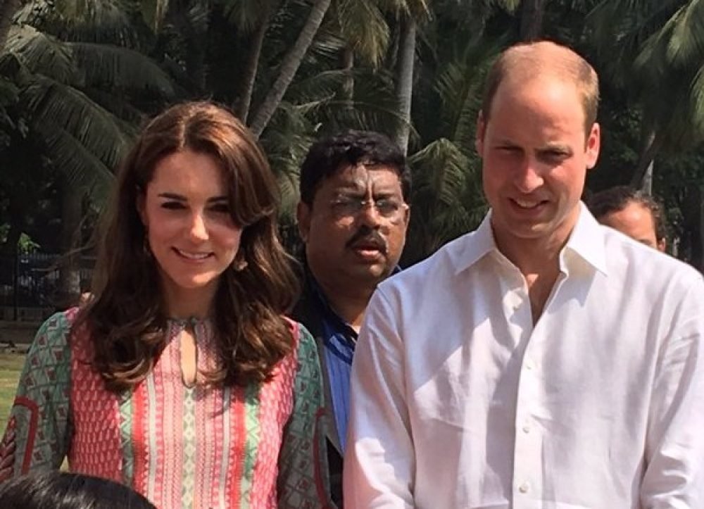 The Duke and Duchess of Cambridge meet children from the local Door Stop School in Mumbai. Rebecca English/Daily Mail